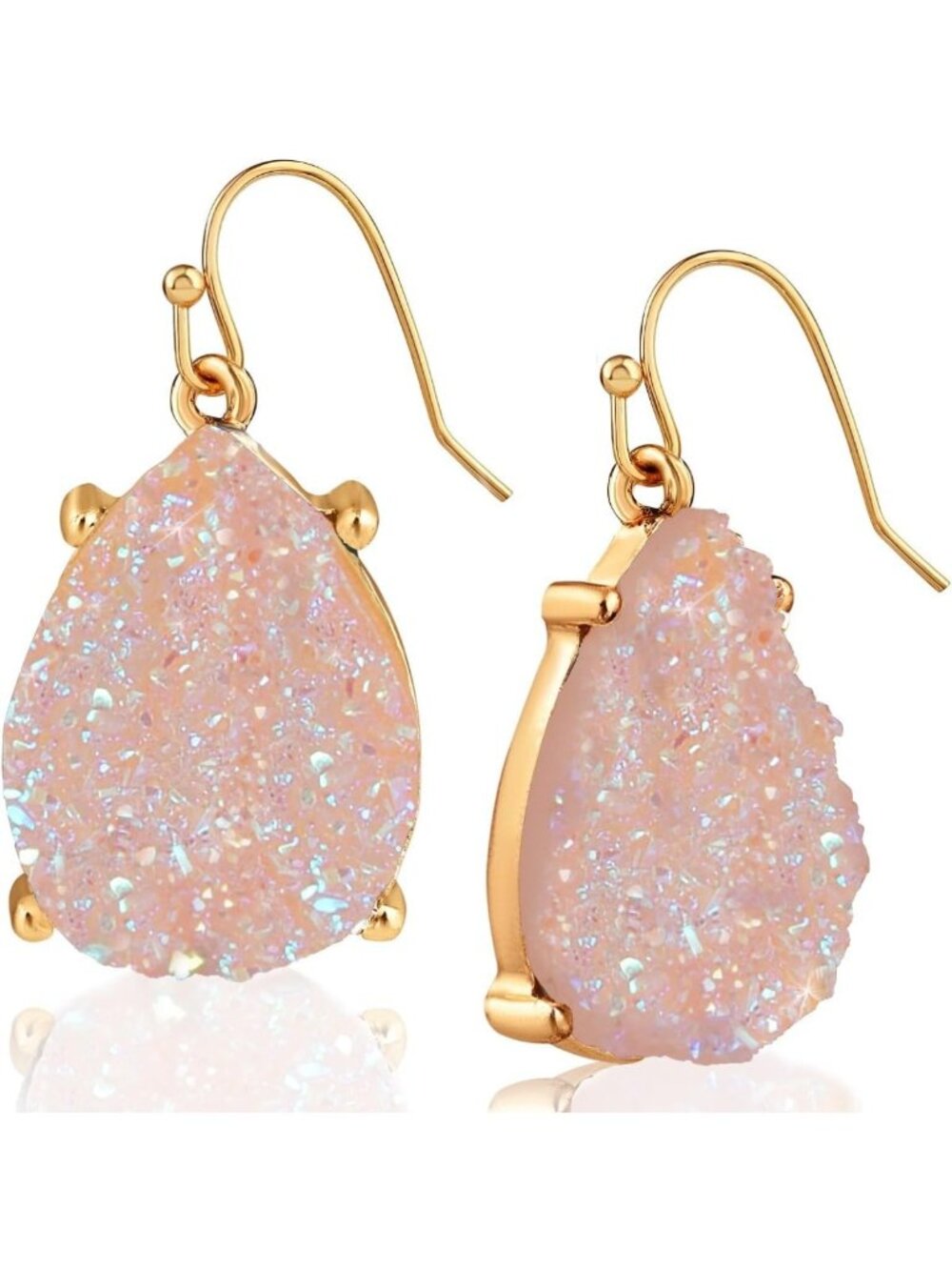 Glam Teardrop Dangle Earrings for Women | Sparkling Simulated Druzy Stones